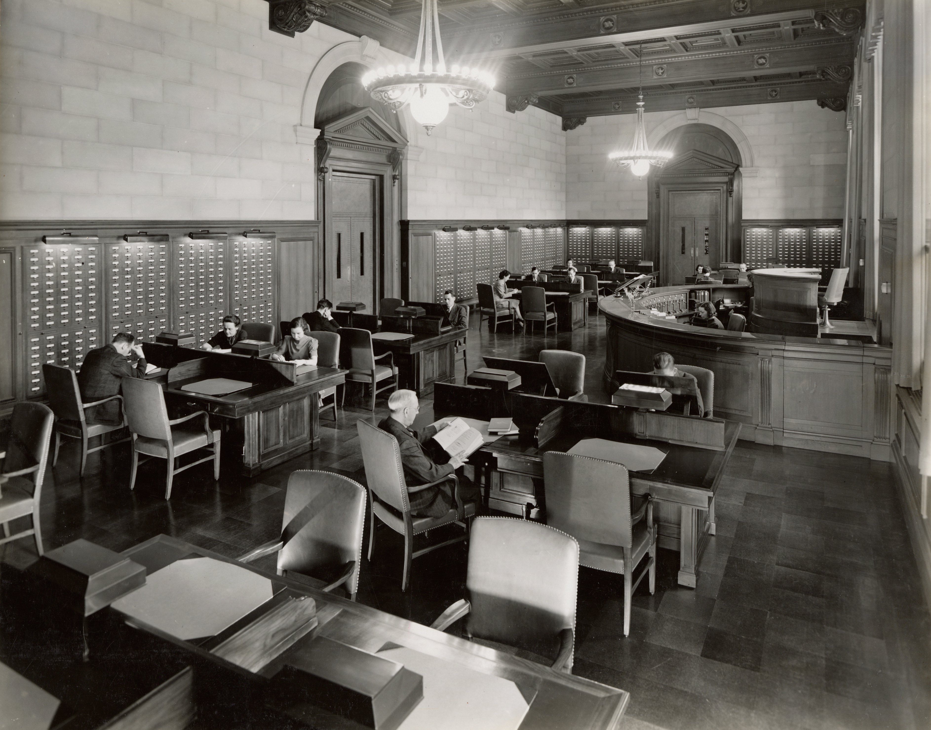 research-room Central Research Room at National Archives Building in Washington DC