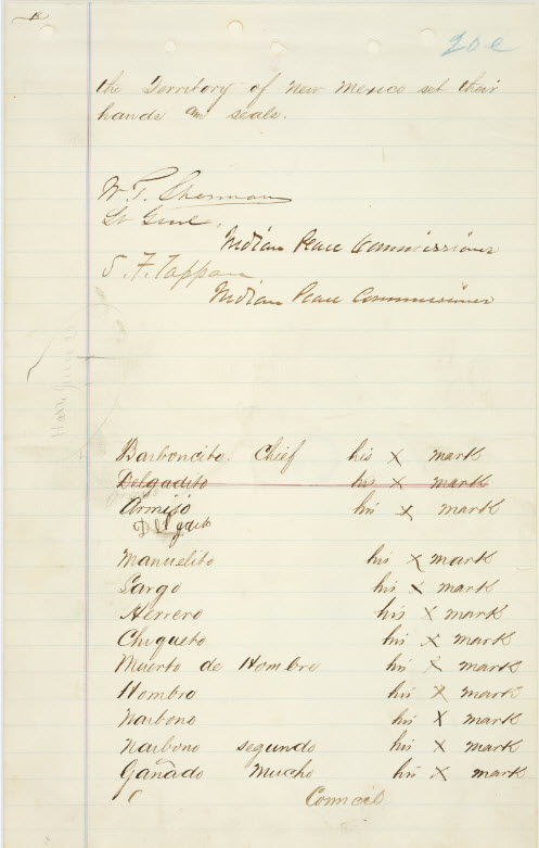 Sample Image from the Treaty between the United States Government and the Navajo Indians Signed at Fort Sumner, New Mexico Territory on June 1, 1868