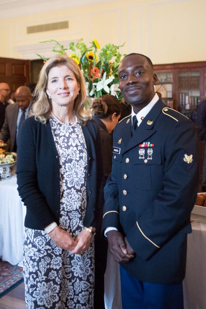Image of the Honorable Caroline Kennedy with Nii Armah Dagadu, originally from Ghana, who was sworn in as a new American citizen at the event.