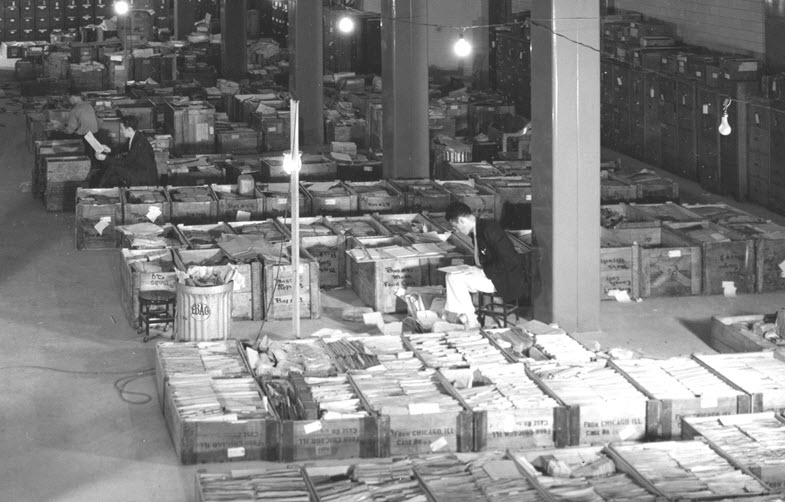 Records temporarily stored in National Archives Building, 1937